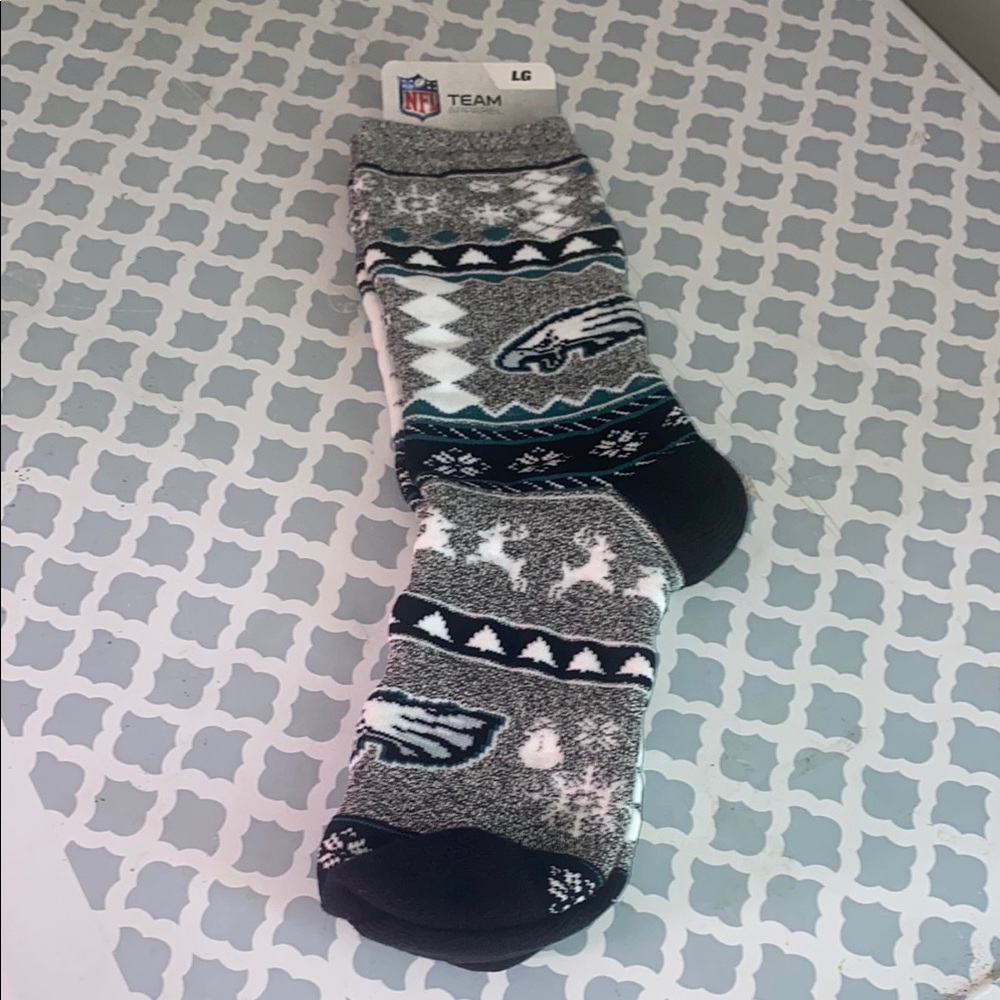 NWT Eagles NFL Team Gray and Black Socks